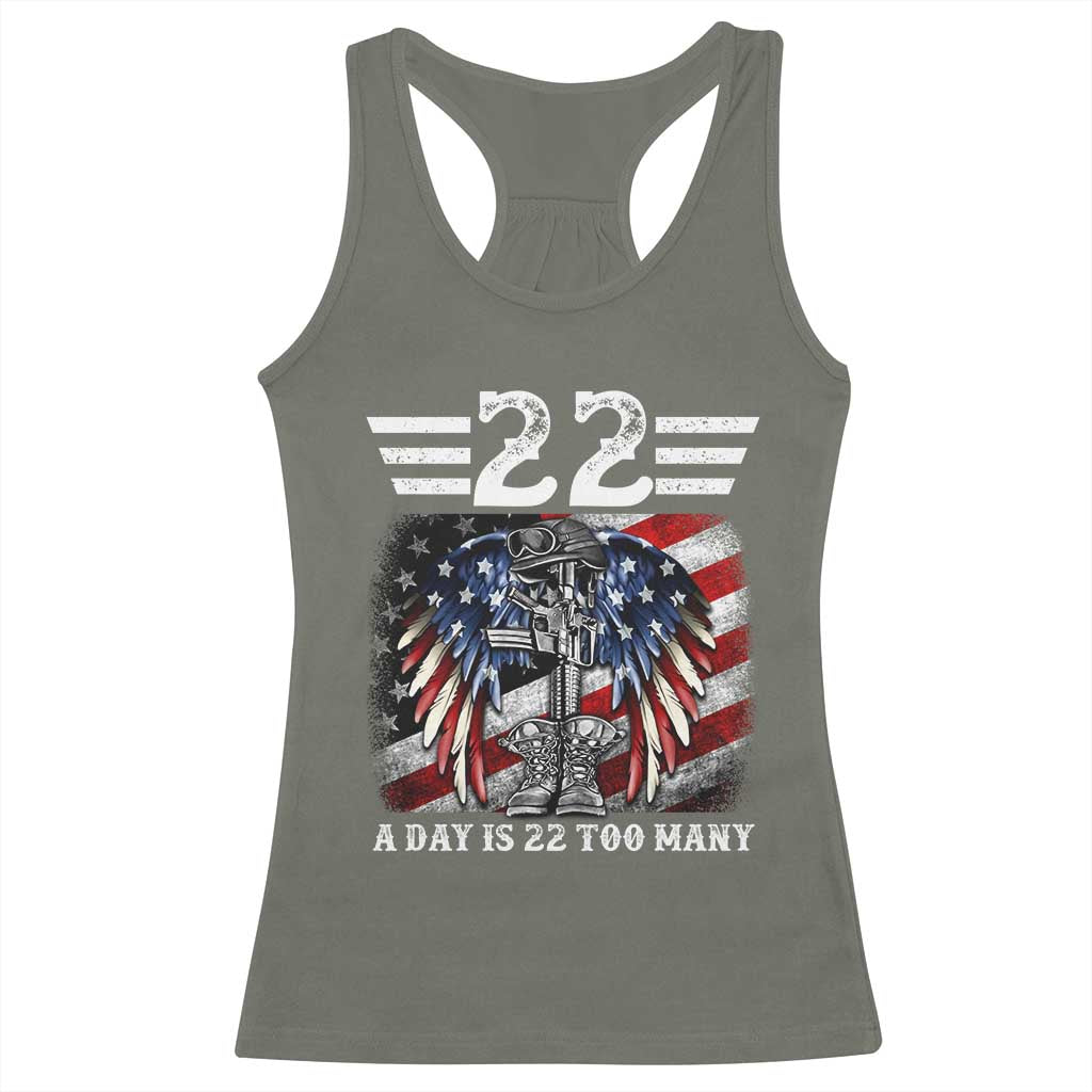 Veteran Suicide Awareness Racerback Tank Top 22 A Day Is 22 Too Many Vintage American Flag - Wonder Print Shop