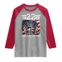 Veteran Suicide Awareness Raglan Shirt 22 A Day Is 22 Too Many Vintage American Flag - Wonder Print Shop