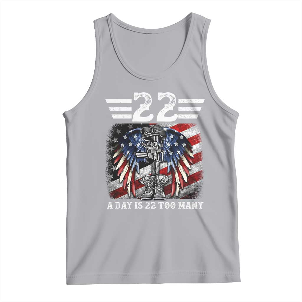 Veteran Suicide Awareness Tank Top 22 A Day Is 22 Too Many Vintage American Flag - Wonder Print Shop