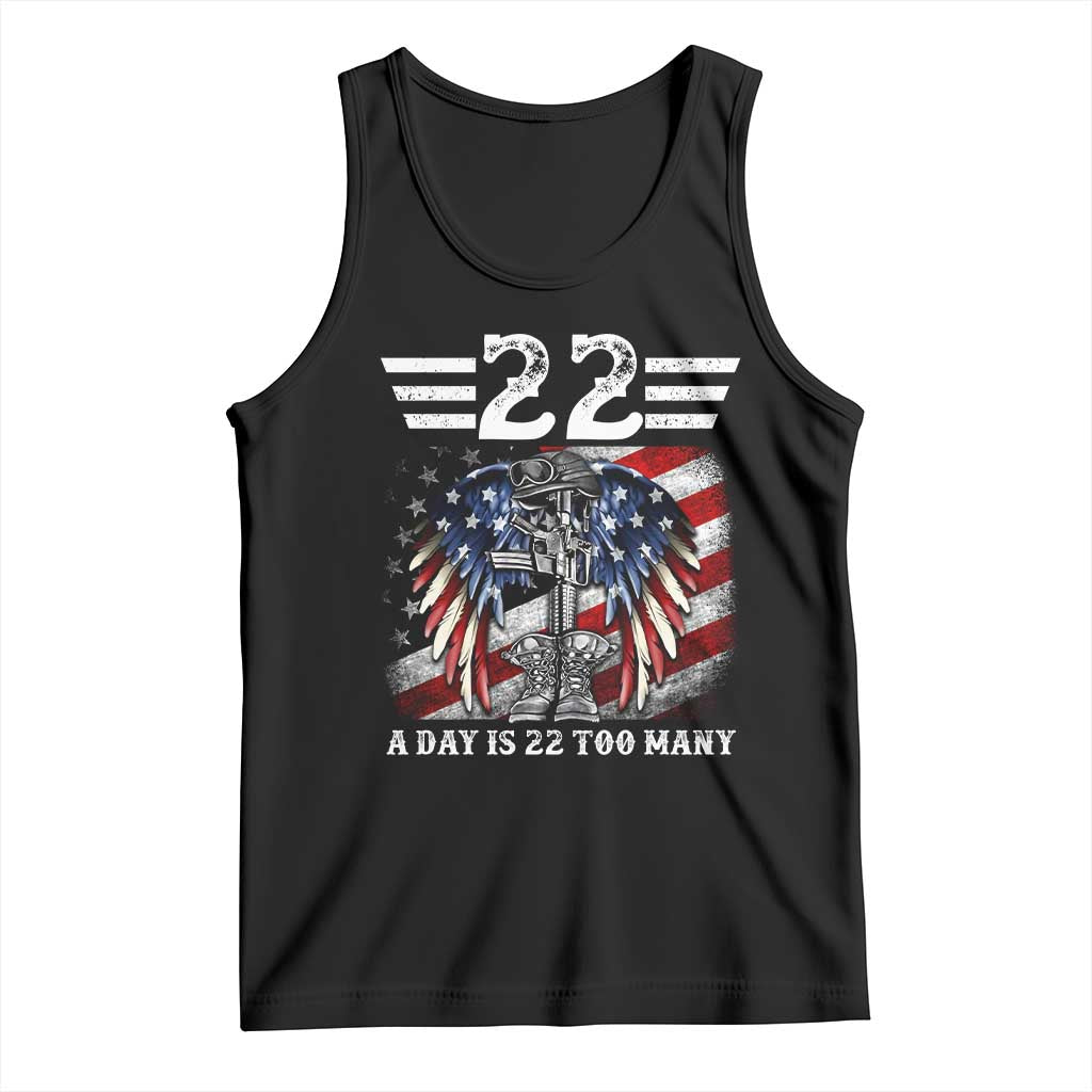 Veteran Suicide Awareness Tank Top 22 A Day Is 22 Too Many Vintage American Flag - Wonder Print Shop