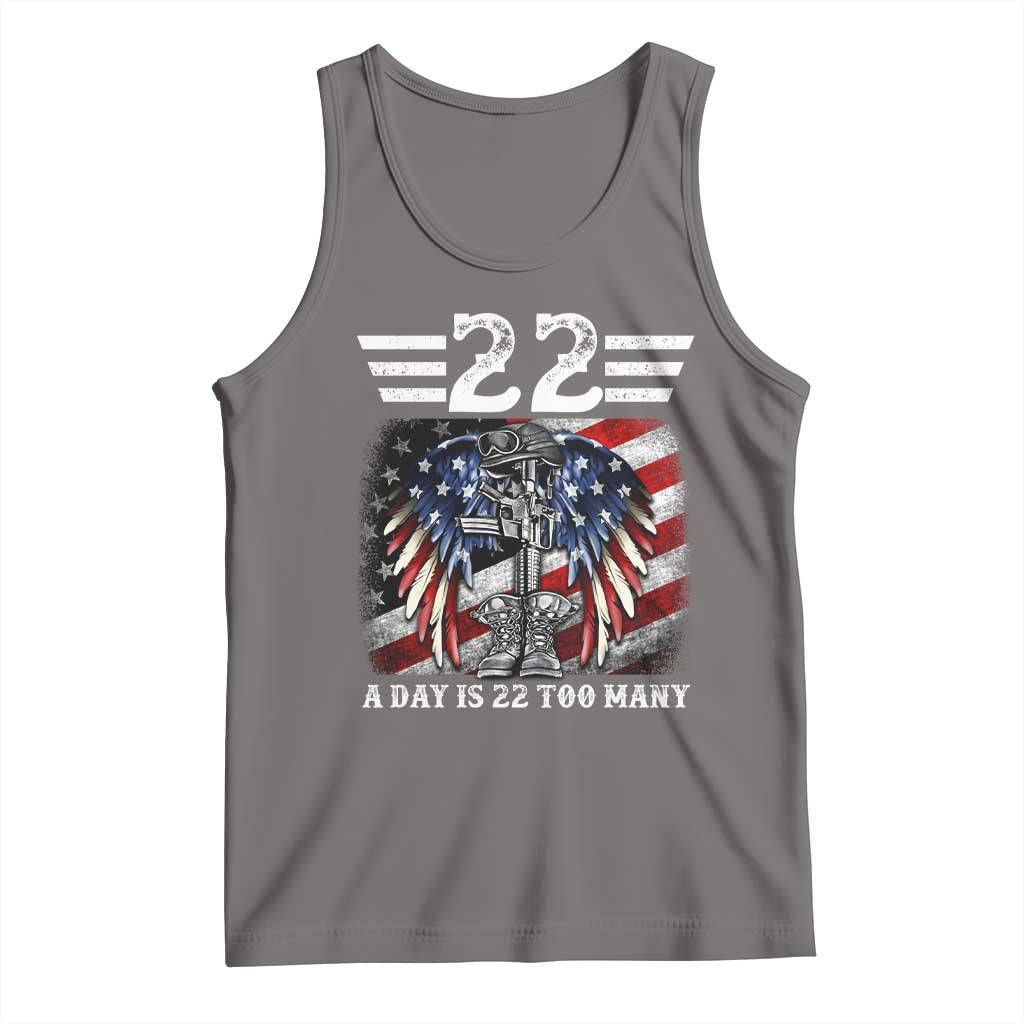Veteran Suicide Awareness Tank Top 22 A Day Is 22 Too Many Vintage American Flag - Wonder Print Shop