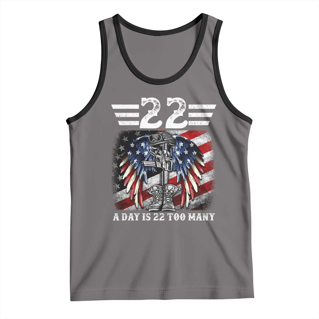 Veteran Suicide Awareness Tank Top 22 A Day Is 22 Too Many Vintage American Flag - Wonder Print Shop