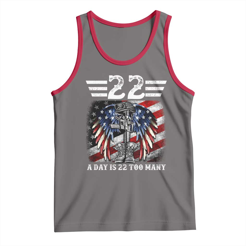 Veteran Suicide Awareness Tank Top 22 A Day Is 22 Too Many Vintage American Flag - Wonder Print Shop