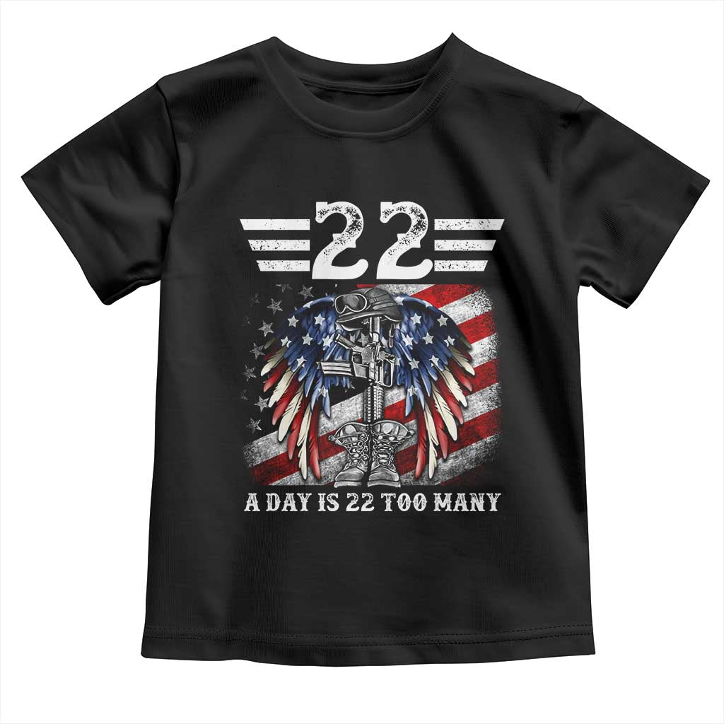 Veteran Suicide Awareness Toddler T Shirt 22 A Day Is 22 Too Many Vintage American Flag - Wonder Print Shop