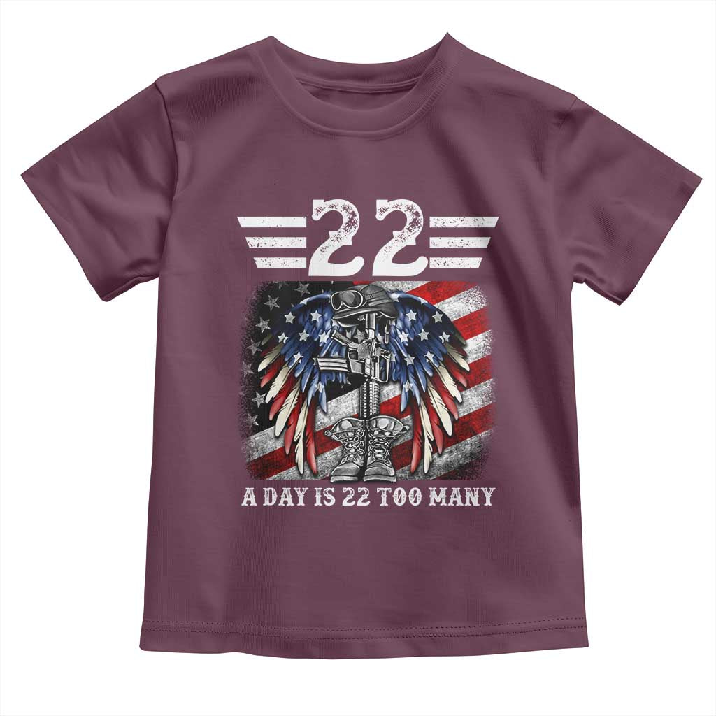 Veteran Suicide Awareness Toddler T Shirt 22 A Day Is 22 Too Many Vintage American Flag - Wonder Print Shop