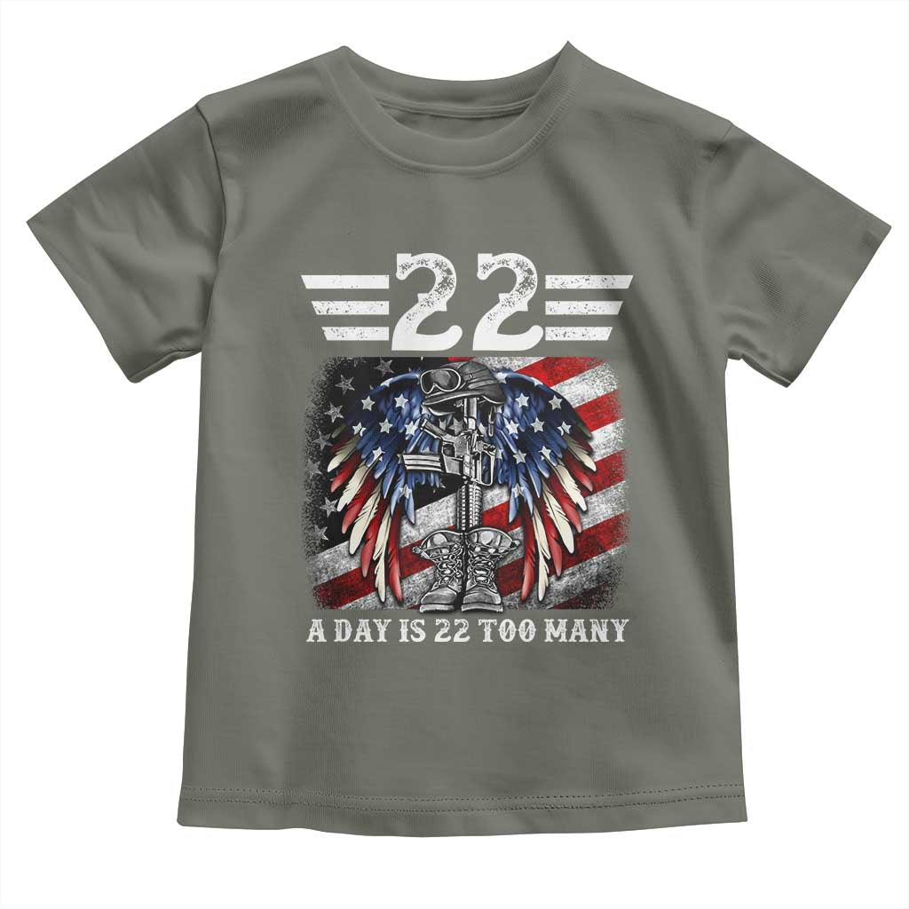 Veteran Suicide Awareness Toddler T Shirt 22 A Day Is 22 Too Many Vintage American Flag - Wonder Print Shop