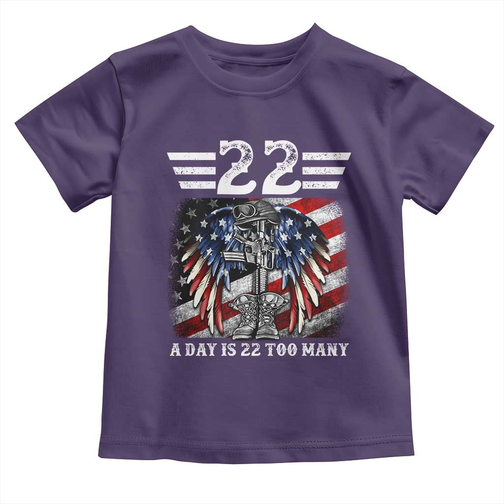 Veteran Suicide Awareness Toddler T Shirt 22 A Day Is 22 Too Many Vintage American Flag - Wonder Print Shop