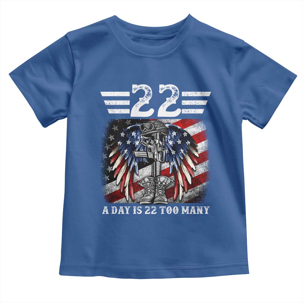 Veteran Suicide Awareness Toddler T Shirt 22 A Day Is 22 Too Many Vintage American Flag - Wonder Print Shop