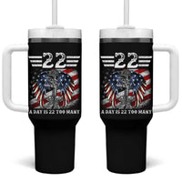 Veteran Suicide Awareness Tumbler With Handle 22 A Day Is 22 Too Many Vintage American Flag - Wonder Print Shop