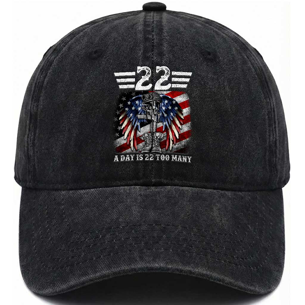 Veteran Suicide Awareness Washed Cotton Baseball Cap 22 A Day Is 22 Too Many Vintage American Flag