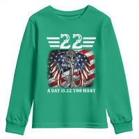 Veteran Suicide Awareness Youth Sweatshirt 22 A Day Is 22 Too Many Vintage American Flag - Wonder Print Shop