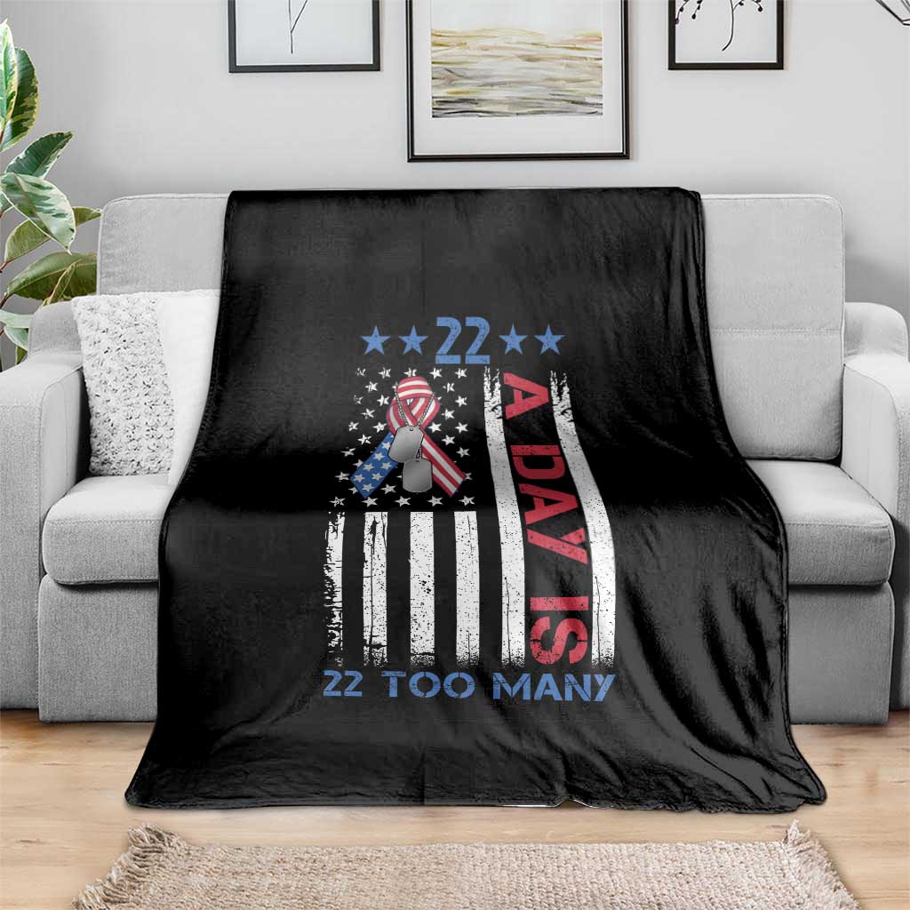 Veteran Suicide Awareness Throw Blanket 22 A Day Is 22 Too Many American Flag - Wonder Print Shop