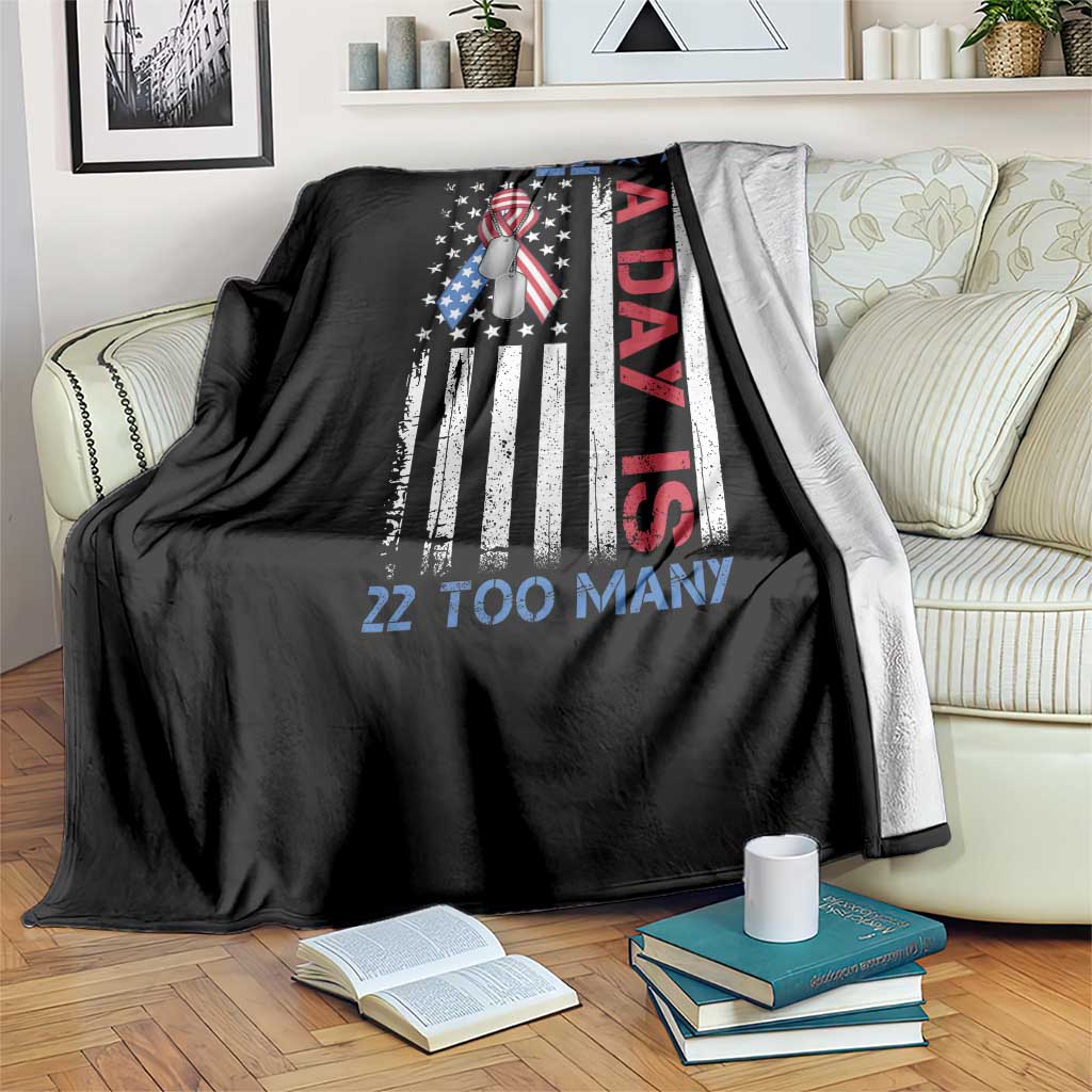 Veteran Suicide Awareness Throw Blanket 22 A Day Is 22 Too Many American Flag - Wonder Print Shop