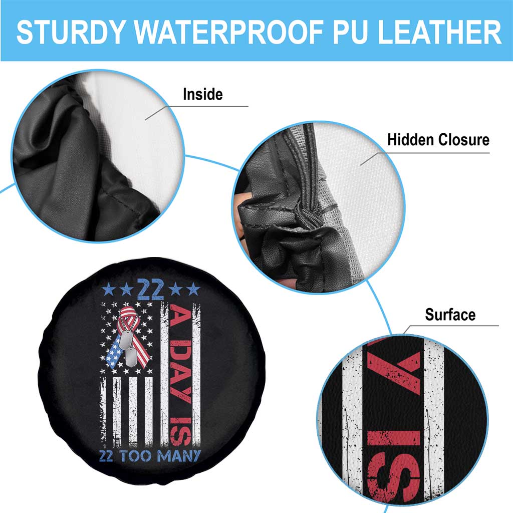 Veteran Suicide Awareness Spare Tire Cover 22 A Day Is 22 Too Many American Flag - Wonder Print Shop