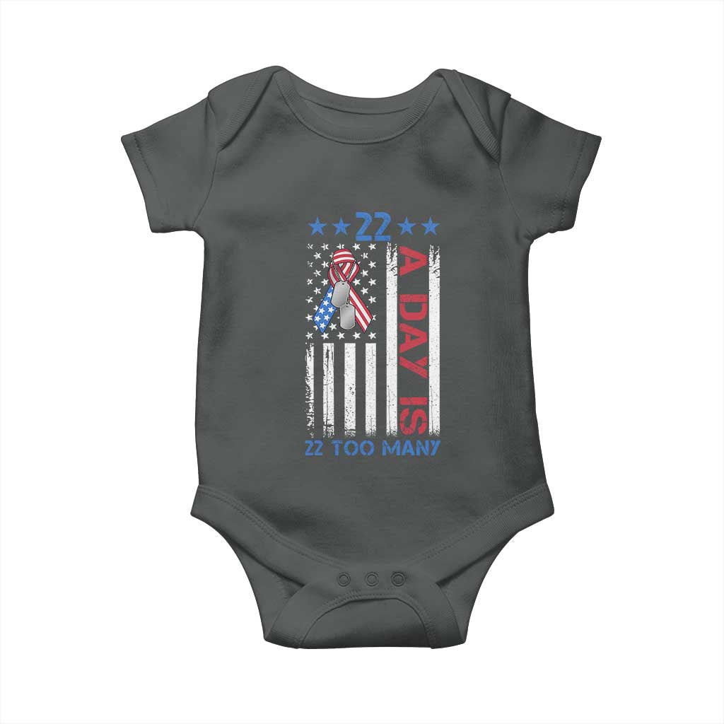 Veteran Suicide Awareness Baby Onesie 22 A Day Is 22 Too Many American Flag - Wonder Print Shop