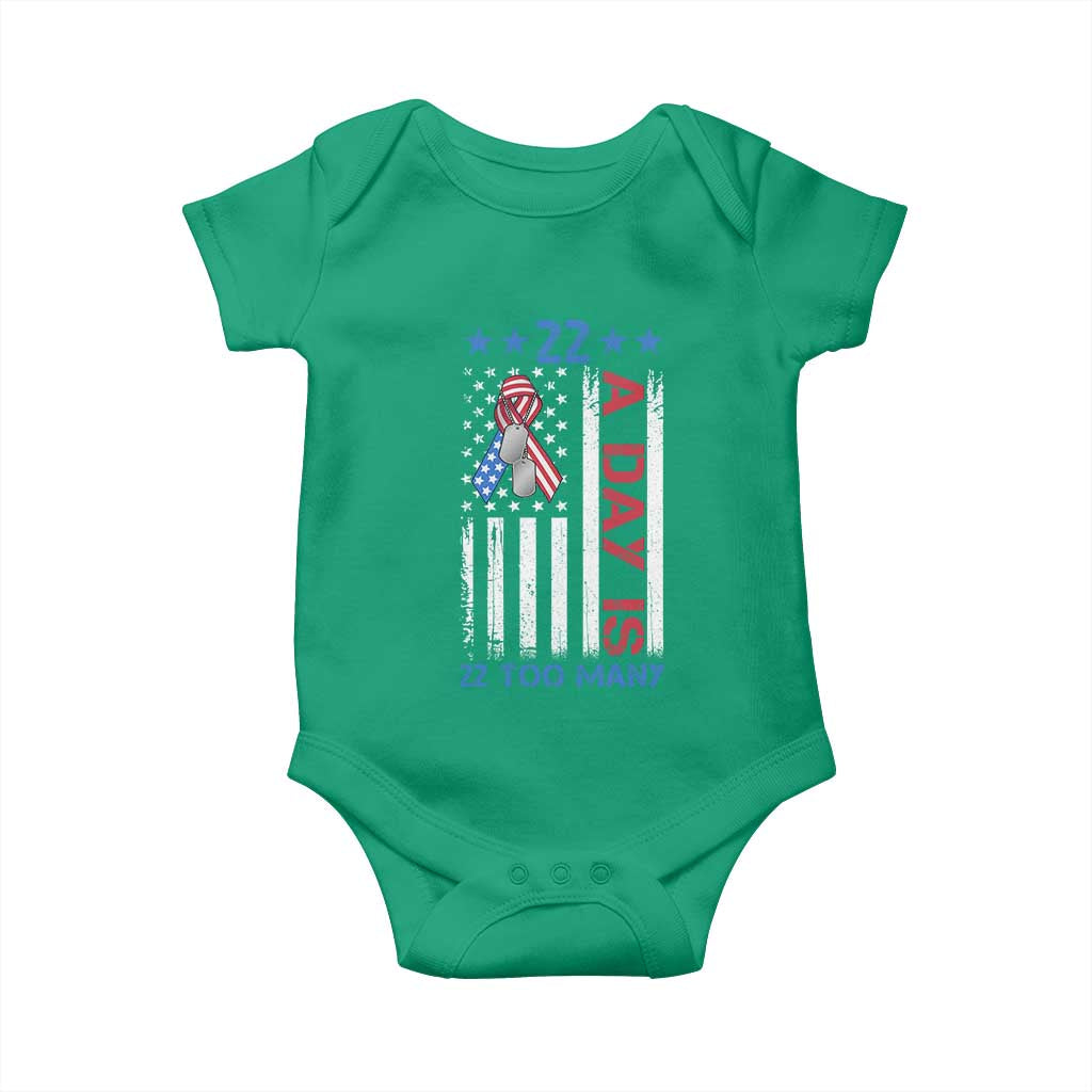 Veteran Suicide Awareness Baby Onesie 22 A Day Is 22 Too Many American Flag - Wonder Print Shop