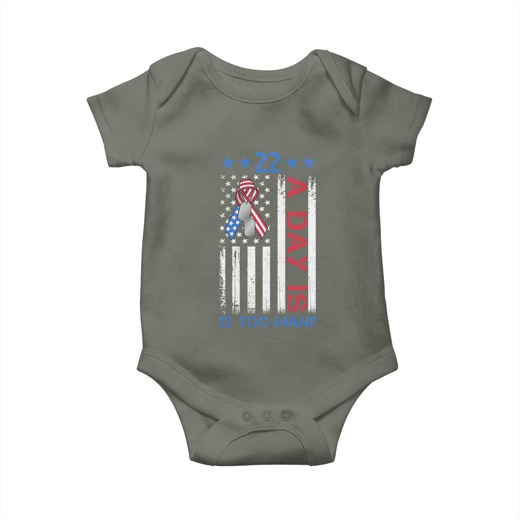 Veteran Suicide Awareness Baby Onesie 22 A Day Is 22 Too Many American Flag - Wonder Print Shop