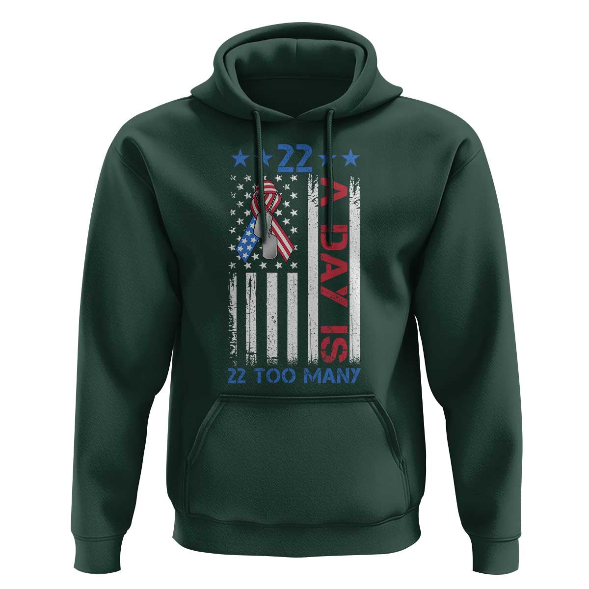 Veteran Suicide Awareness Hoodie 22 A Day Is 22 Too Many American Flag - Wonder Print Shop