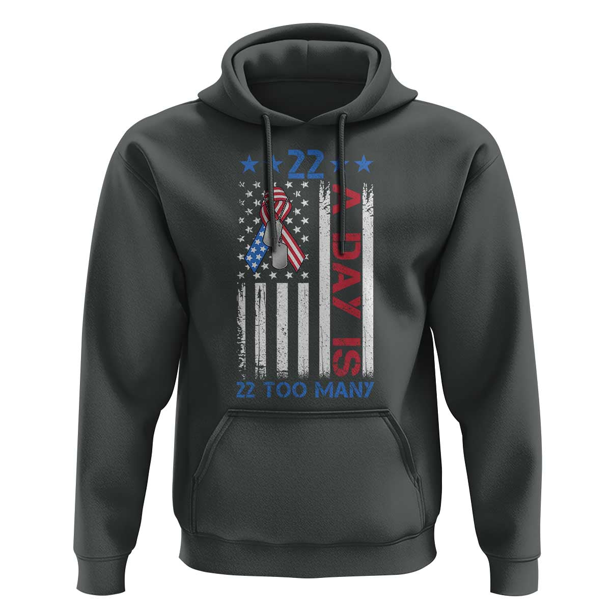 Veteran Suicide Awareness Hoodie 22 A Day Is 22 Too Many American Flag - Wonder Print Shop