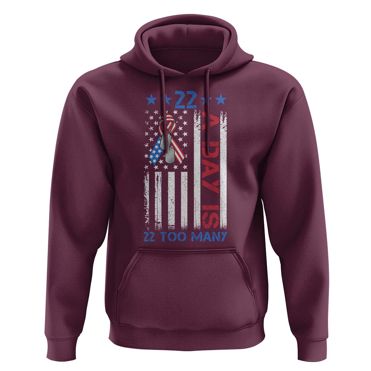 Veteran Suicide Awareness Hoodie 22 A Day Is 22 Too Many American Flag - Wonder Print Shop