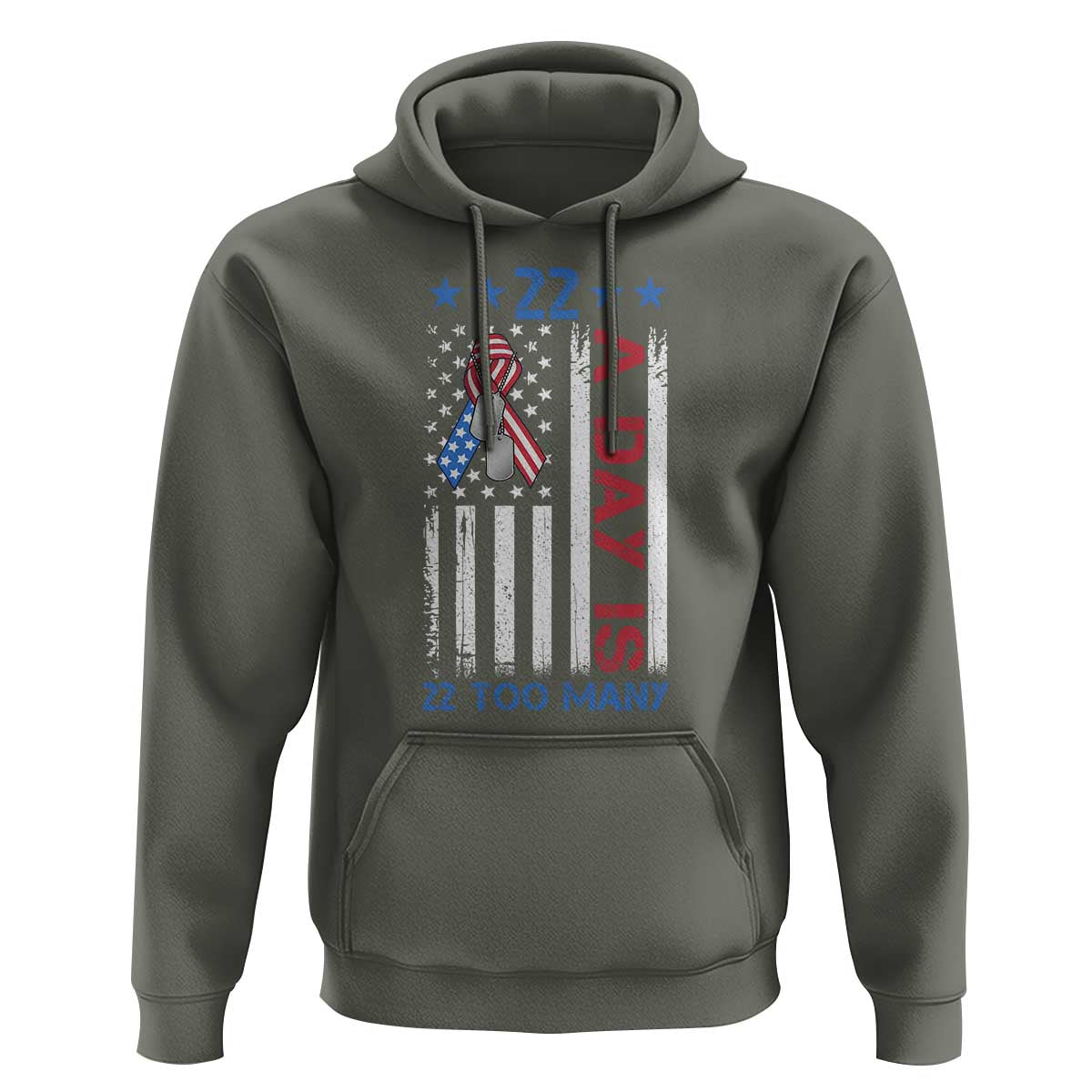 Veteran Suicide Awareness Hoodie 22 A Day Is 22 Too Many American Flag - Wonder Print Shop