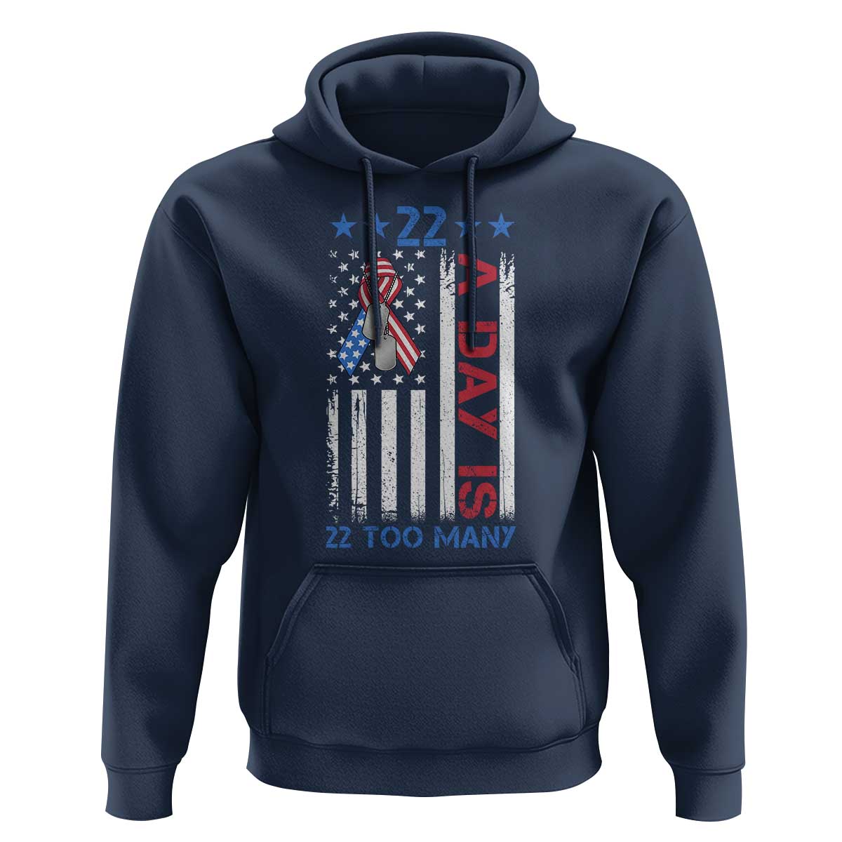 Veteran Suicide Awareness Hoodie 22 A Day Is 22 Too Many American Flag - Wonder Print Shop