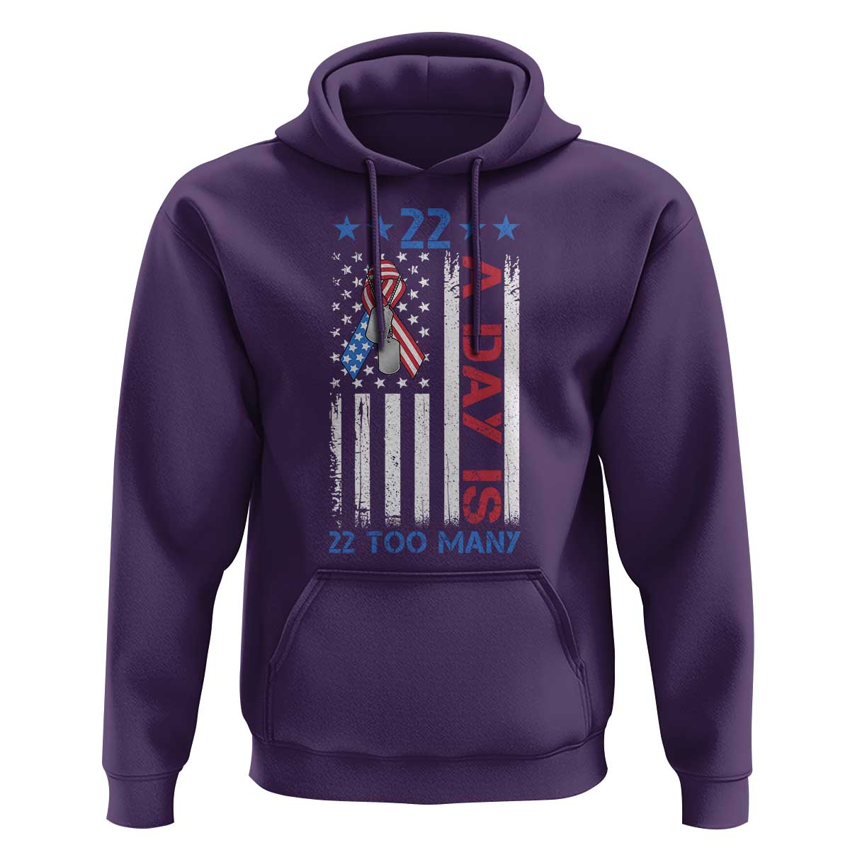 Veteran Suicide Awareness Hoodie 22 A Day Is 22 Too Many American Flag - Wonder Print Shop