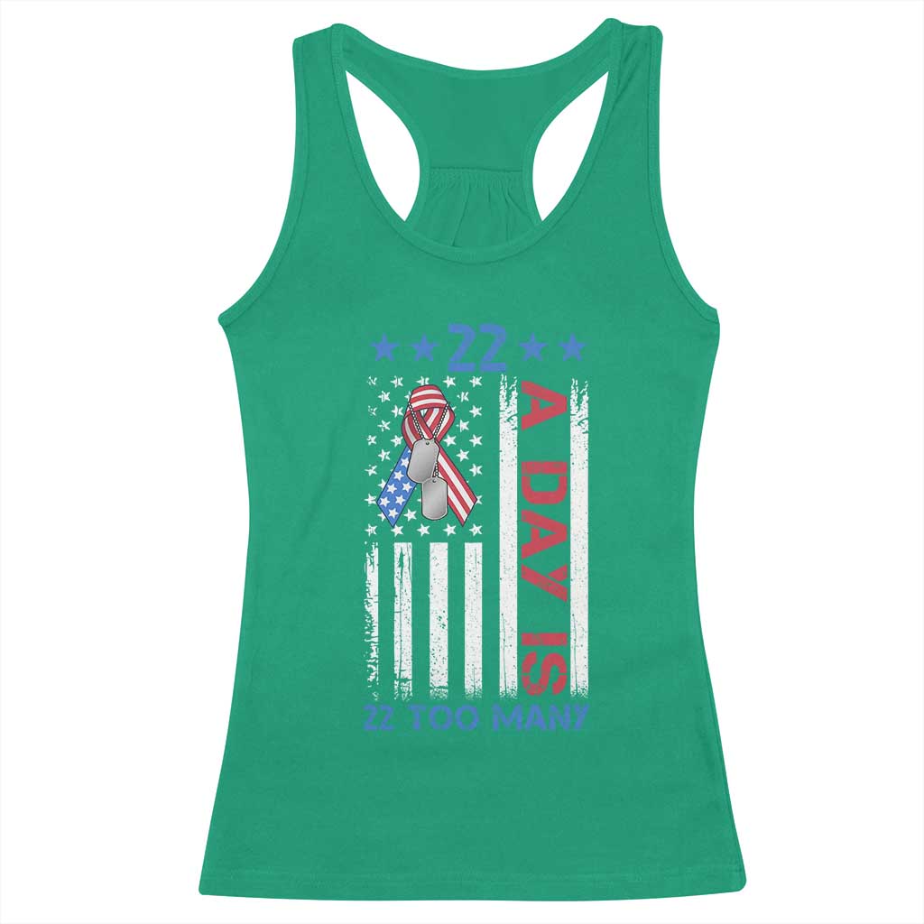 Veteran Suicide Awareness Racerback Tank Top 22 A Day Is 22 Too Many American Flag - Wonder Print Shop