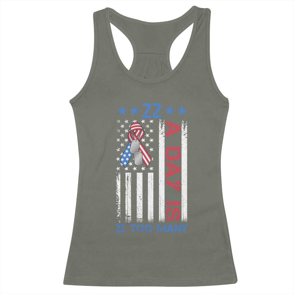 Veteran Suicide Awareness Racerback Tank Top 22 A Day Is 22 Too Many American Flag - Wonder Print Shop