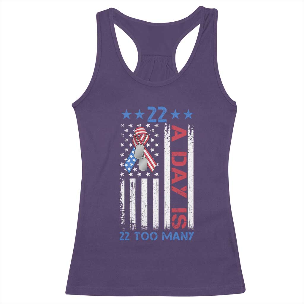 Veteran Suicide Awareness Racerback Tank Top 22 A Day Is 22 Too Many American Flag - Wonder Print Shop