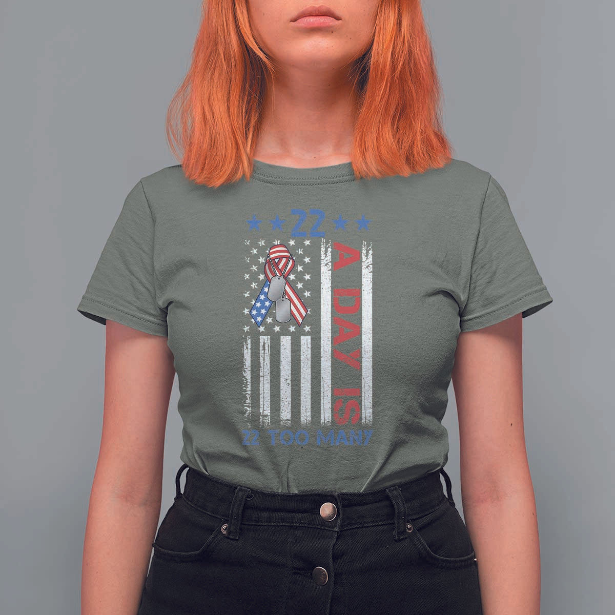 Veteran Suicide Awareness T Shirt For Women 22 A Day Is 22 Too Many American Flag - Wonder Print Shop