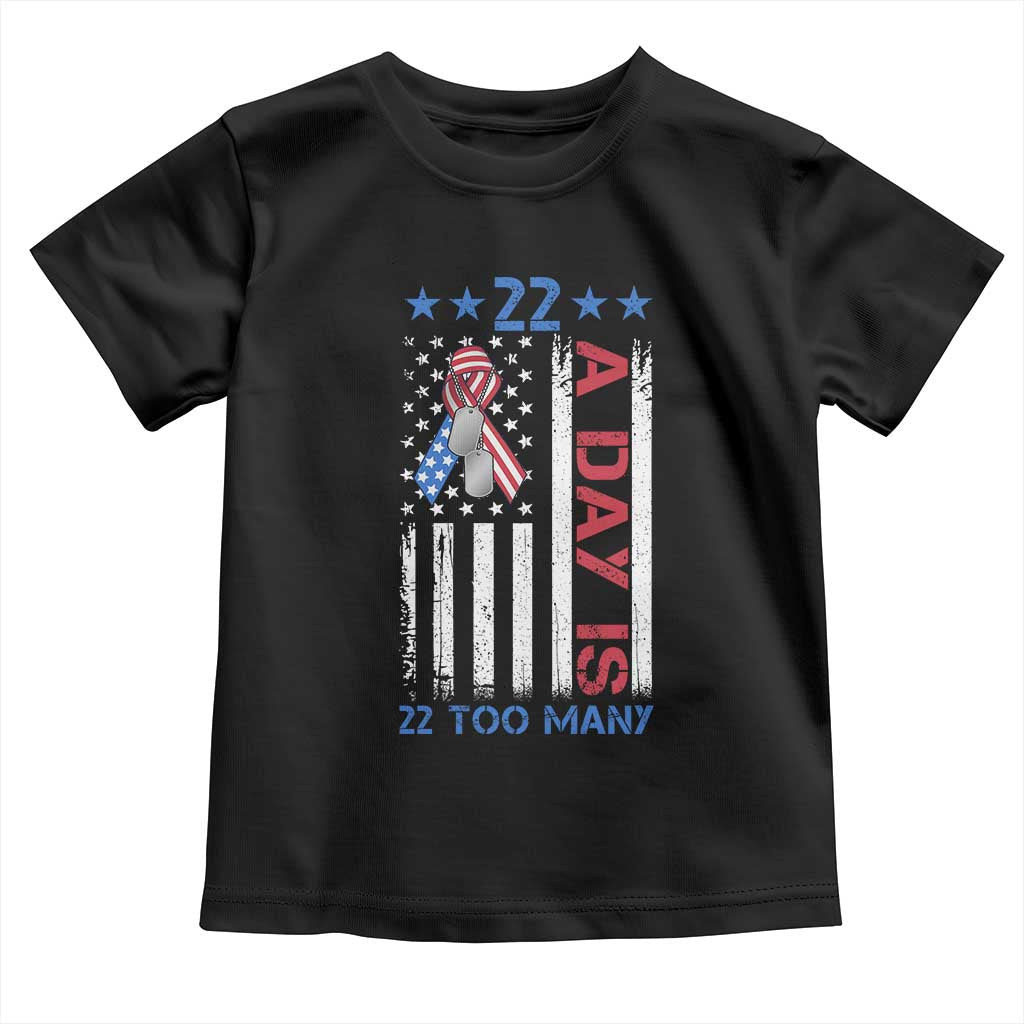 Veteran Suicide Awareness Toddler T Shirt 22 A Day Is 22 Too Many American Flag - Wonder Print Shop