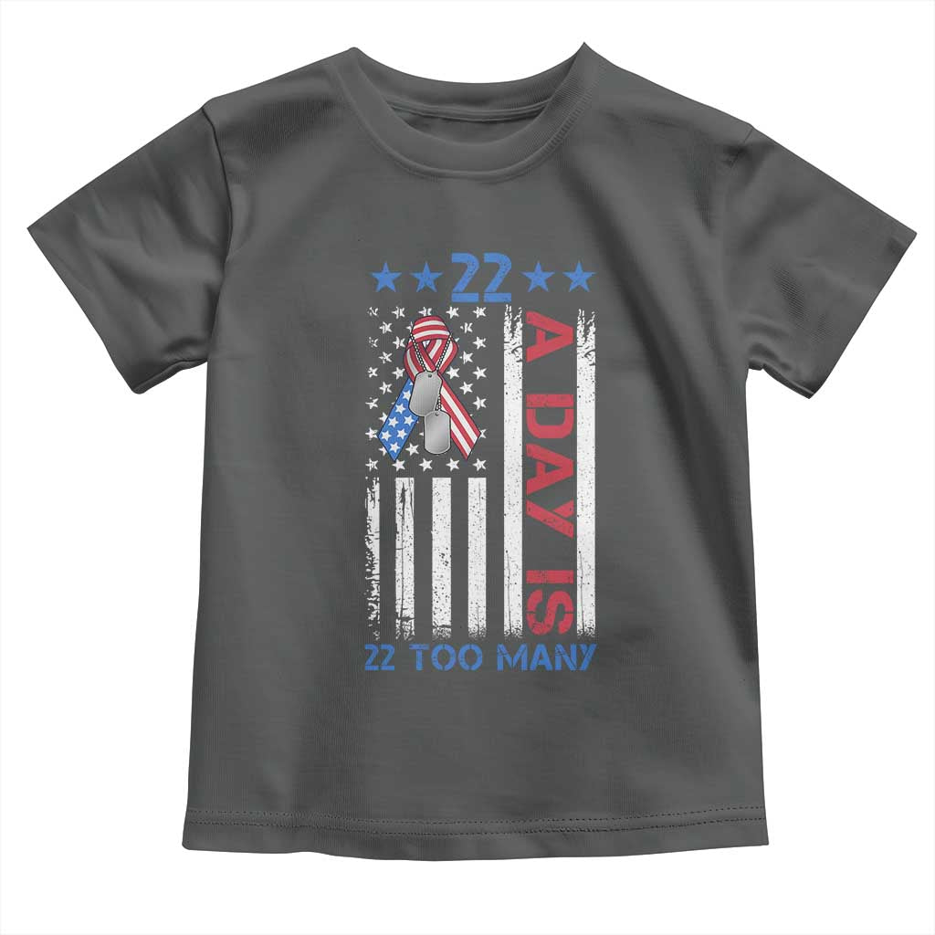 Veteran Suicide Awareness Toddler T Shirt 22 A Day Is 22 Too Many American Flag - Wonder Print Shop