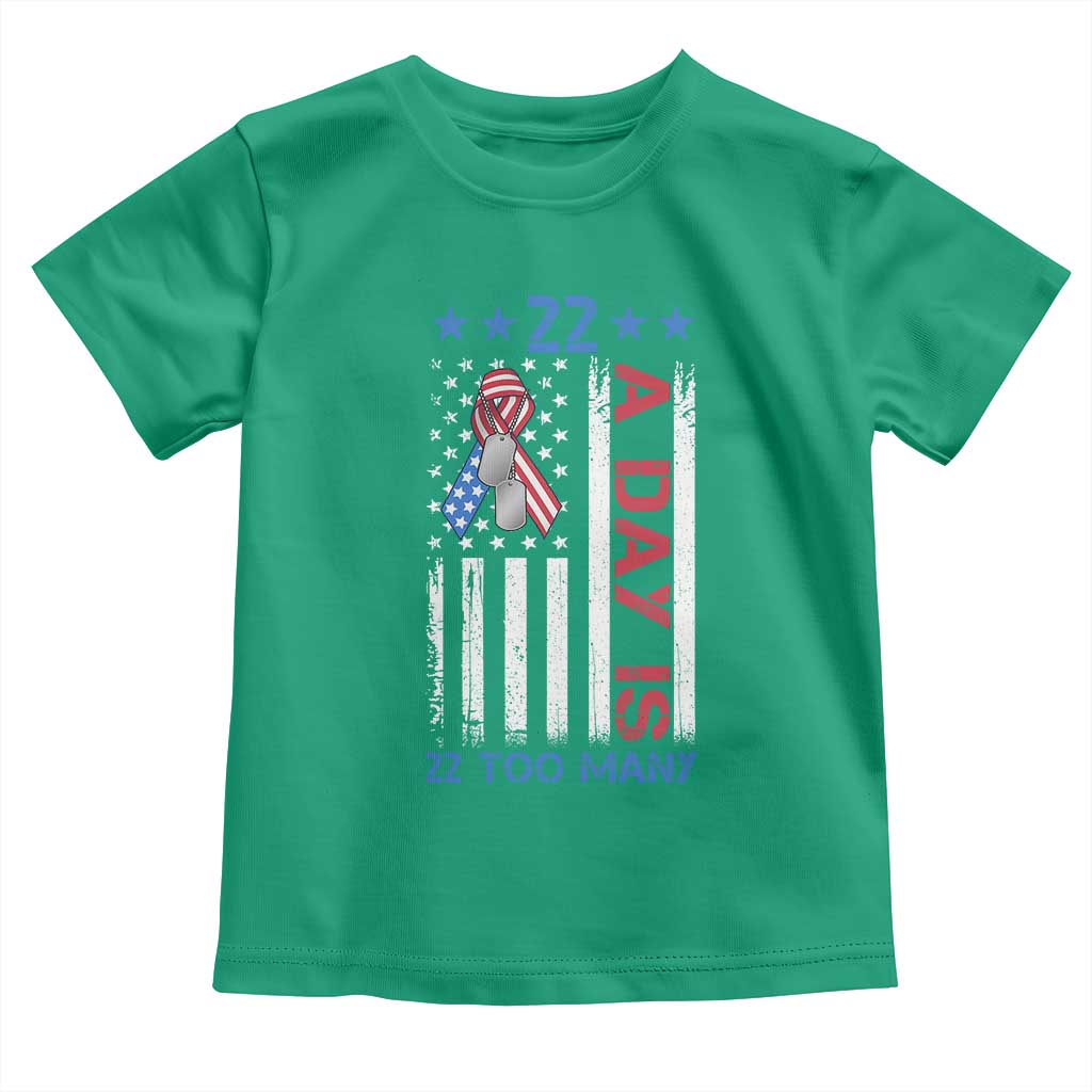 Veteran Suicide Awareness Toddler T Shirt 22 A Day Is 22 Too Many American Flag - Wonder Print Shop