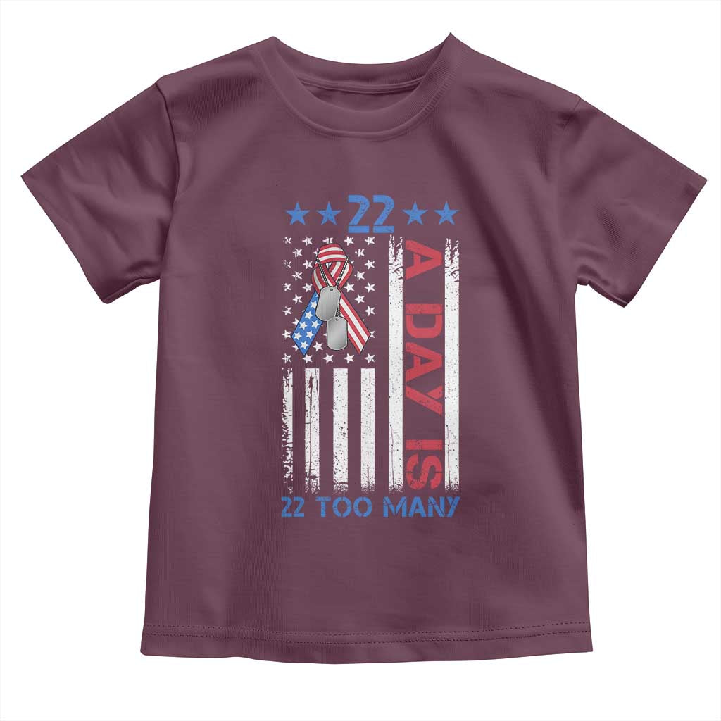 Veteran Suicide Awareness Toddler T Shirt 22 A Day Is 22 Too Many American Flag - Wonder Print Shop