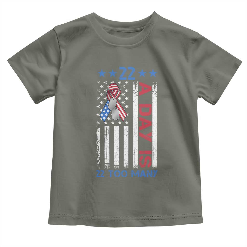 Veteran Suicide Awareness Toddler T Shirt 22 A Day Is 22 Too Many American Flag - Wonder Print Shop