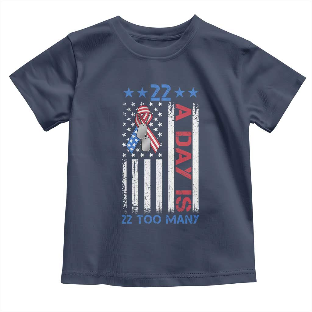 Veteran Suicide Awareness Toddler T Shirt 22 A Day Is 22 Too Many American Flag - Wonder Print Shop