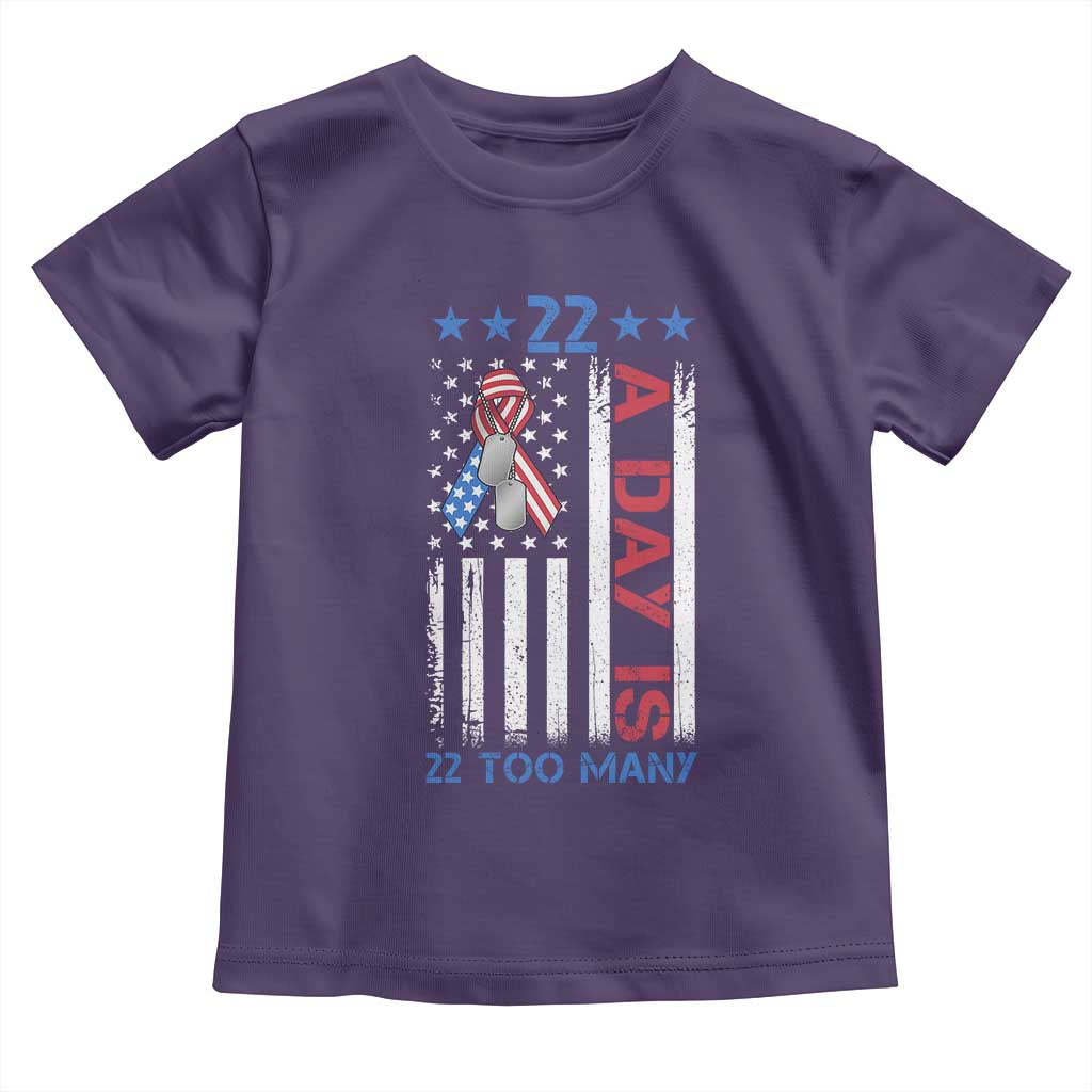 Veteran Suicide Awareness Toddler T Shirt 22 A Day Is 22 Too Many American Flag - Wonder Print Shop