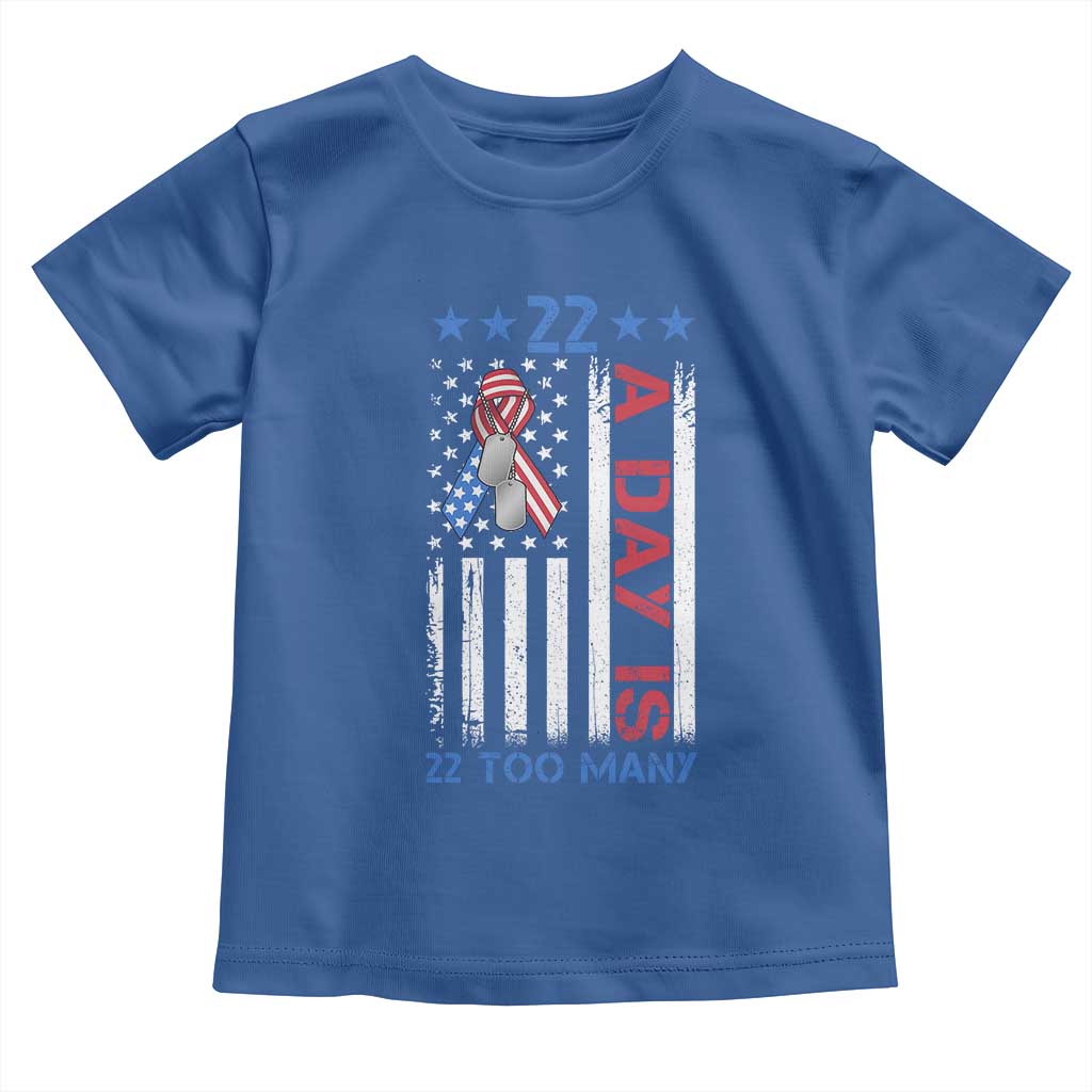 Veteran Suicide Awareness Toddler T Shirt 22 A Day Is 22 Too Many American Flag - Wonder Print Shop