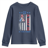 Veteran Suicide Awareness Youth Sweatshirt 22 A Day Is 22 Too Many American Flag - Wonder Print Shop
