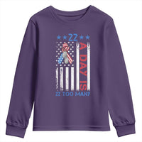 Veteran Suicide Awareness Youth Sweatshirt 22 A Day Is 22 Too Many American Flag - Wonder Print Shop