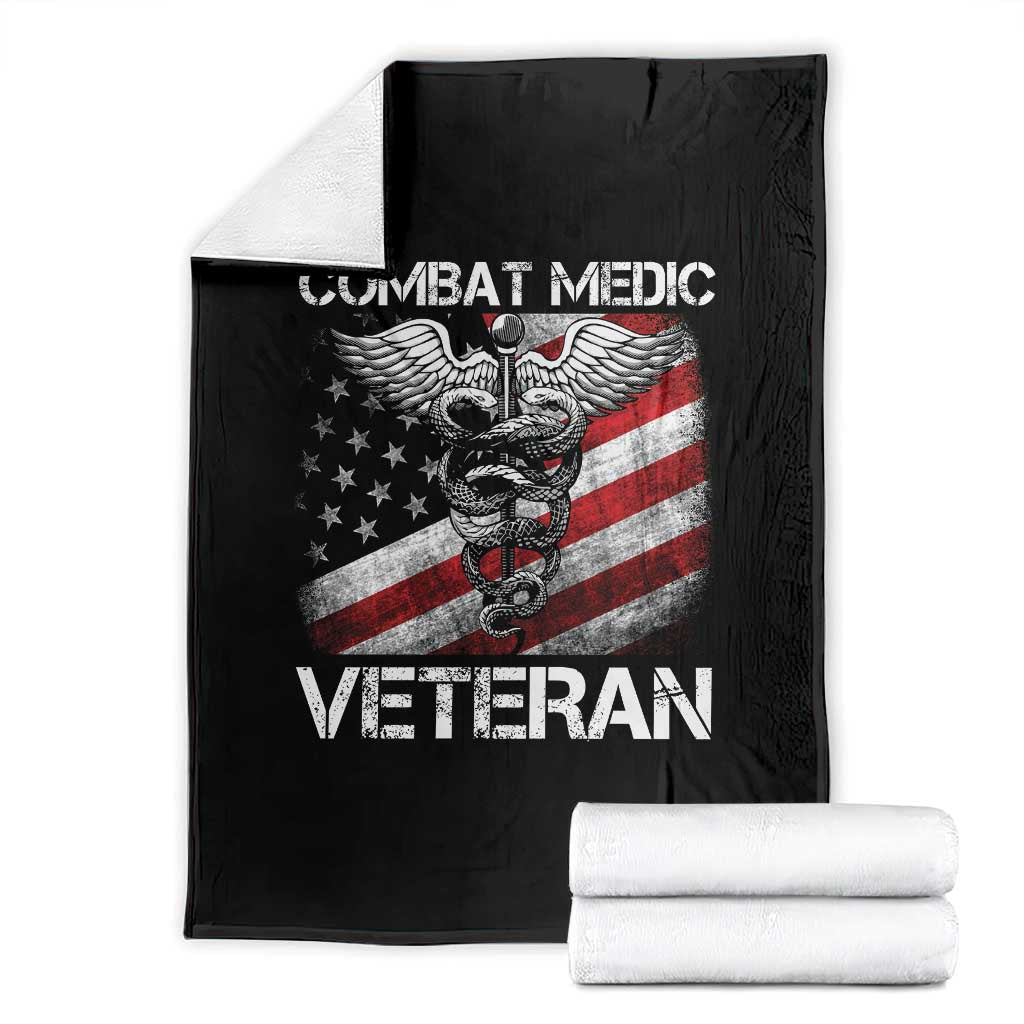 Combat Medic Veteran Throw Blanket Medical Military Soldier Vintage American Flag - Wonder Print Shop
