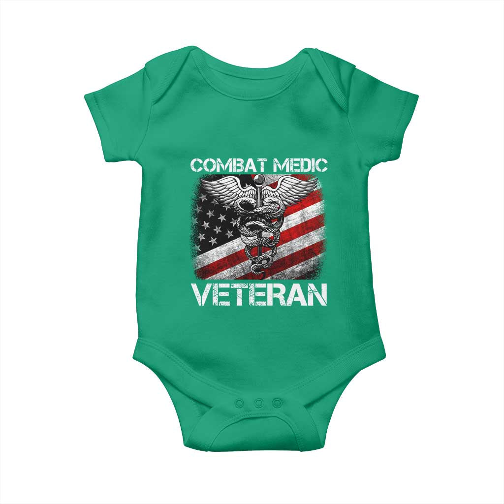 Combat Medic Veteran Baby Onesie Medical Military Soldier Vintage American Flag - Wonder Print Shop