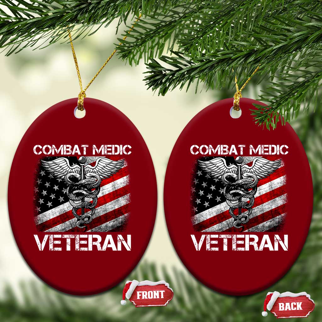 Combat Medic Veteran Ceramic Ornament Medical Military Soldier Vintage American Flag - Wonder Print Shop