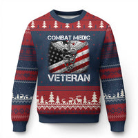 Combat Medic Veteran Ugly Christmas Sweater Medical Military Soldier Vintage American Flag - Wonder Print Shop