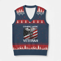 Combat Medic Veteran V-Neck Knit Sweater Vest Medical Military Soldier Vintage American Flag - Wonder Print Shop