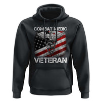 Combat Medic Veteran Hoodie Medical Military Soldier Vintage American Flag - Wonder Print Shop