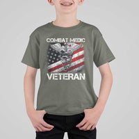 Combat Medic Veteran T Shirt For Kid Medical Military Soldier Vintage American Flag - Wonder Print Shop