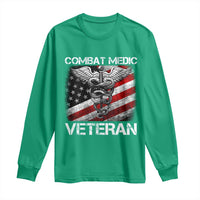 Combat Medic Veteran Long Sleeve Shirt Medical Military Soldier Vintage American Flag - Wonder Print Shop