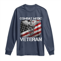 Combat Medic Veteran Long Sleeve Shirt Medical Military Soldier Vintage American Flag - Wonder Print Shop